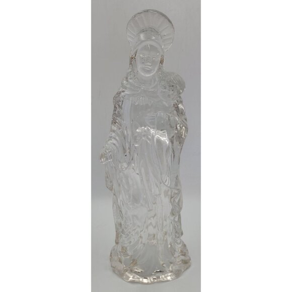 Virgin Mary & Child Statue 8" Tall Religious Clear Glass Figurine Spiritual Gift - Picture 4 of 8
